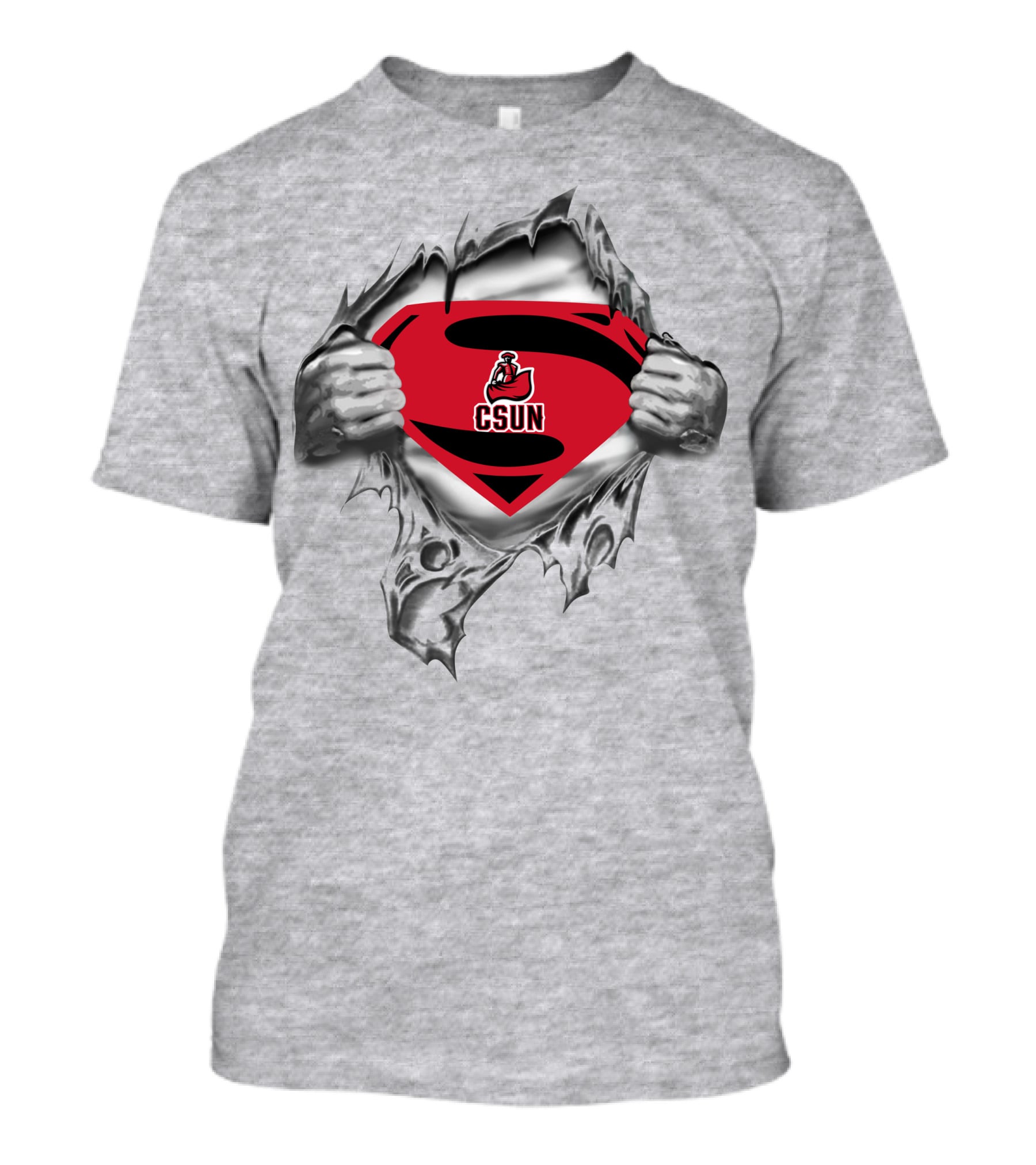 Csun Matadors Superman Logo Inside Ripped Metal T-Shirt