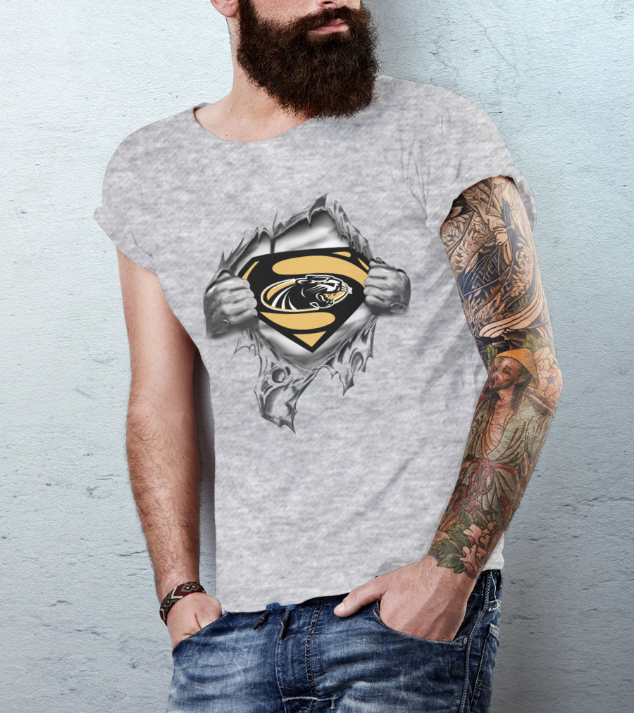 Milwaukee Panthers Superman Logo Silver Panther T-Shirt