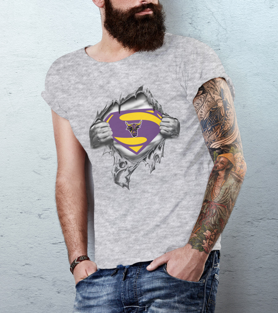 Mankato Mavericks Superman Logo Burst With Bull T-Shirt