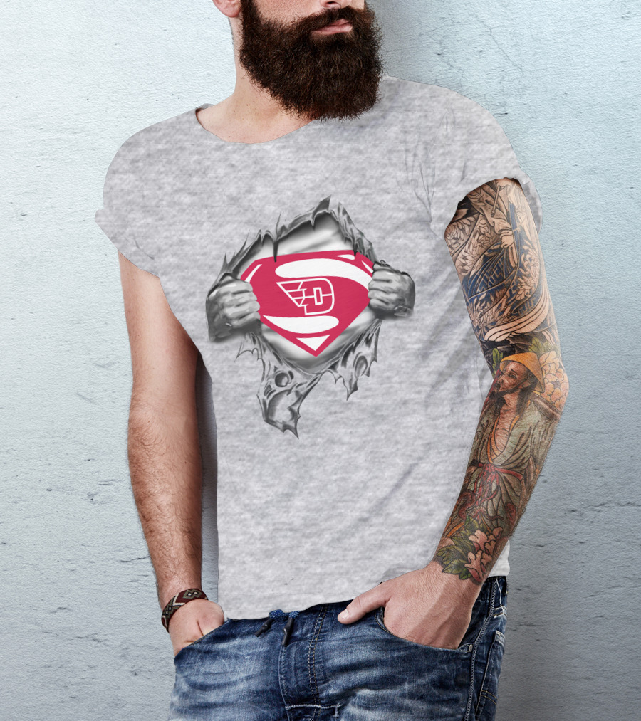 Dayton Flyers Superman Symbol Logo Dynamic Ripped T-Shirt