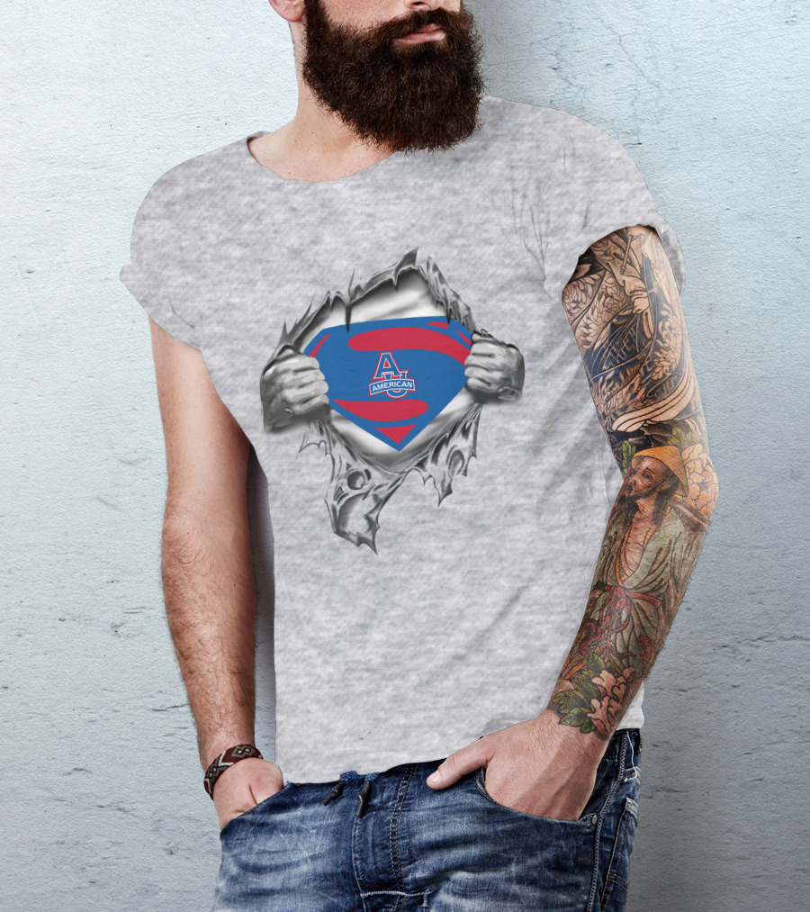 American University Superman Logo Tear Reveal T-Shirt