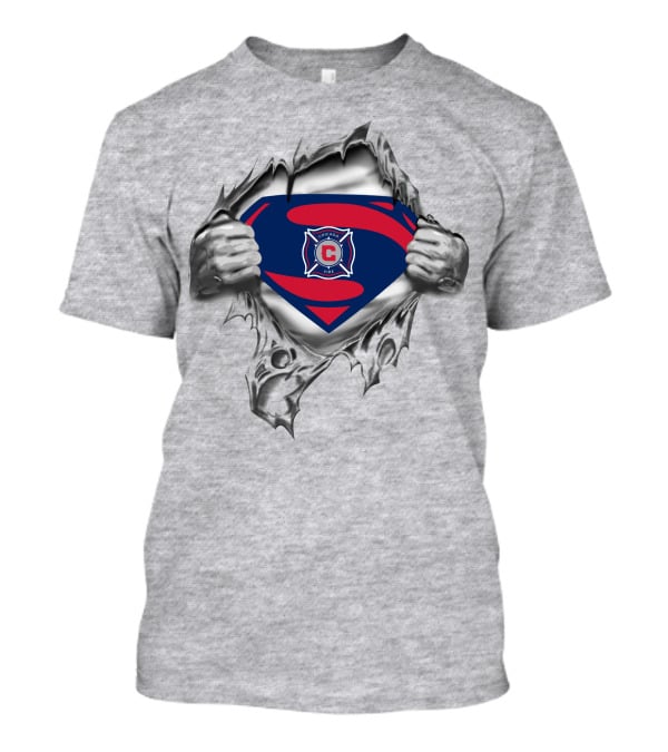 Chicago Fire Superman Logo Badge Emblem Tear Effect T-Shirt