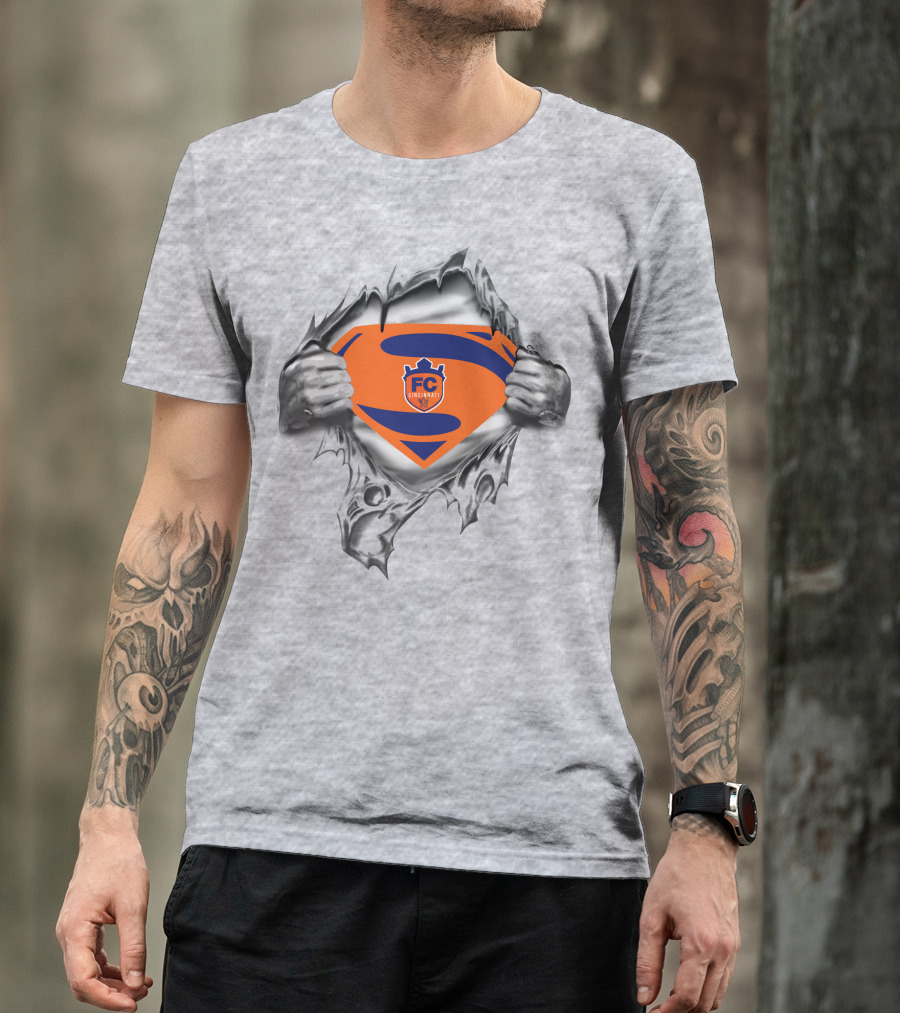 Superman Fc Cincinnati Logo Shield Burst T-Shirt