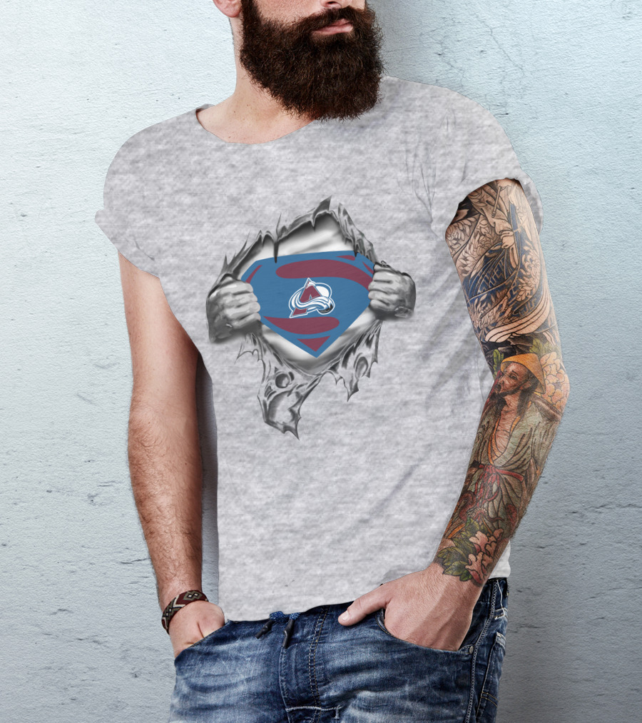 Colorado Avalanche Superman Logo Unveiled Under Tear T-Shirt