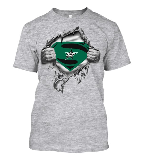 Dallas Stars Superman Logo Teal S On Steel Texture T-Shirt