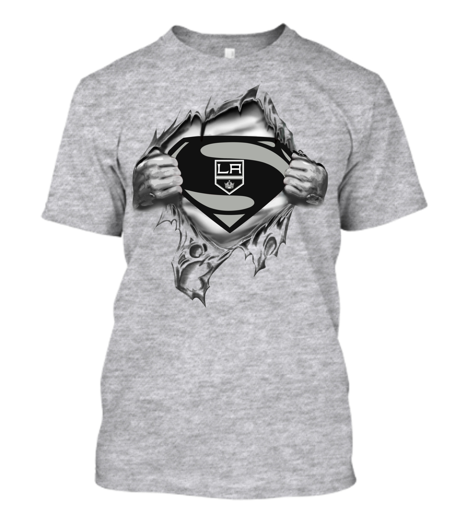 Los Angeles Kings La Superman Logo Pulled Open T-Shirt
