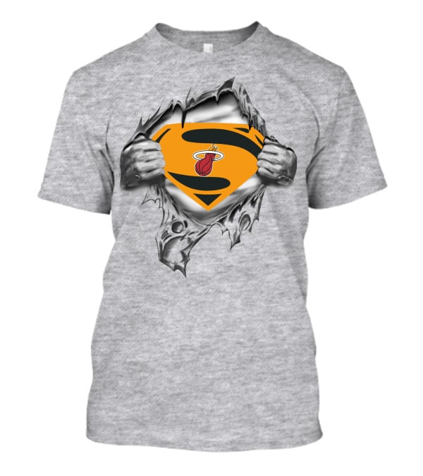 Superman Miami Heat Logo Reveal Aggressive Rip T-Shirt