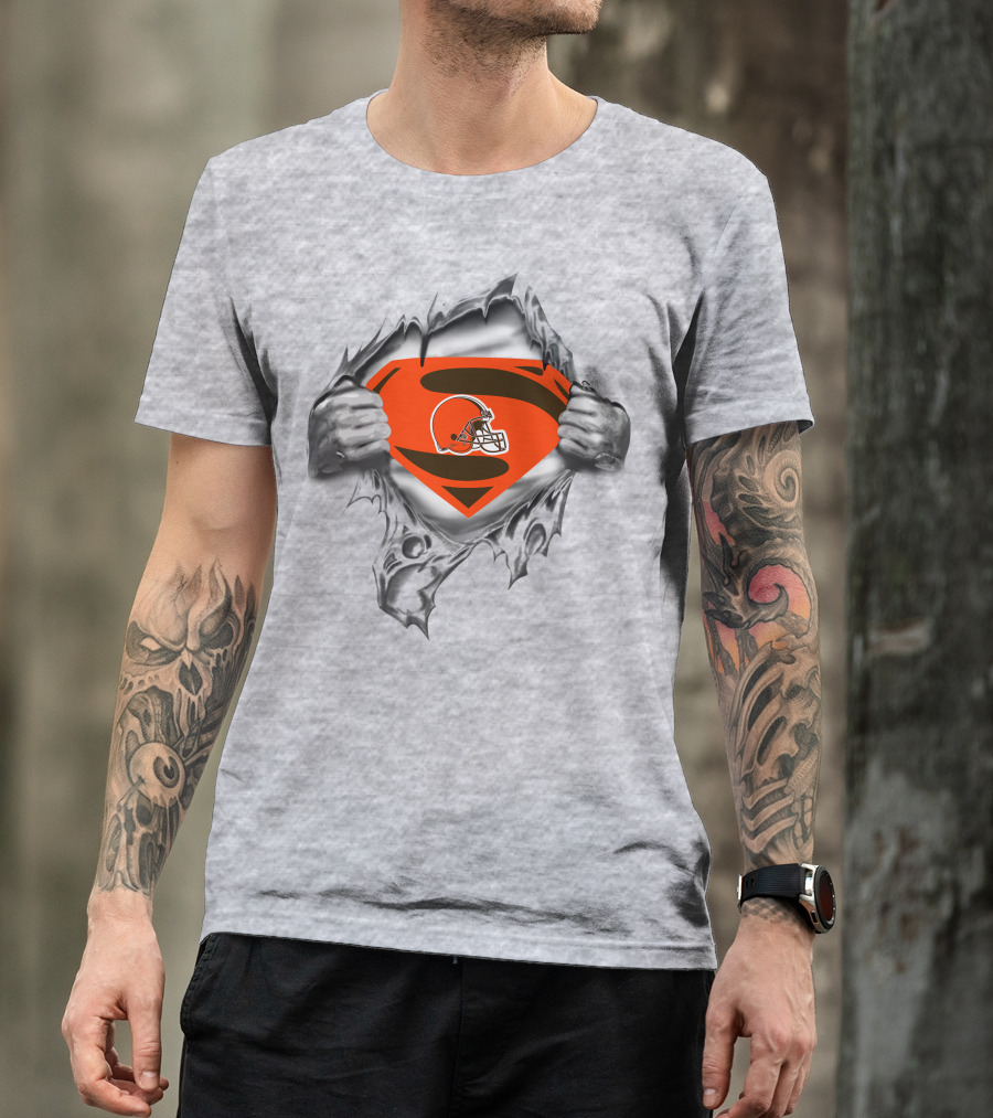 Cleveland Browns Superman Logo Rip T-Shirt