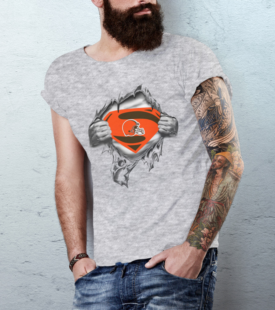 Cleveland Browns Superman Logo Rip T-Shirt