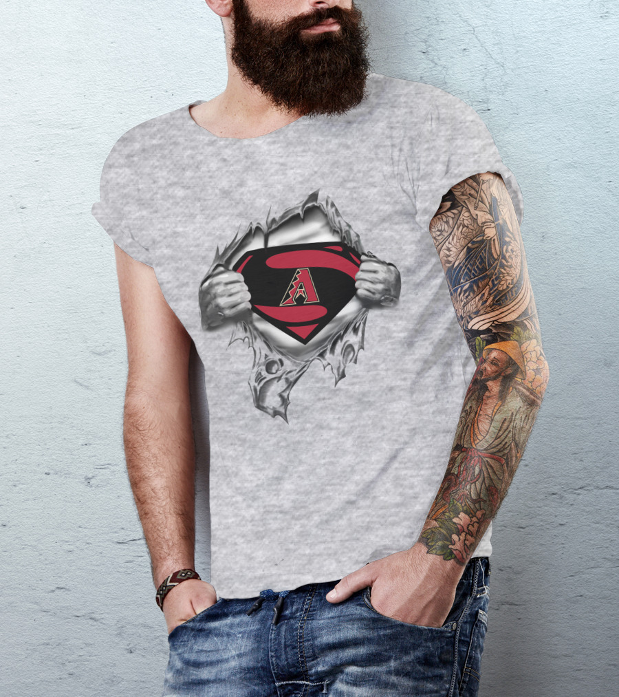 Arizona Diamondbacks Superman Logo Emblem Torn T-Shirt