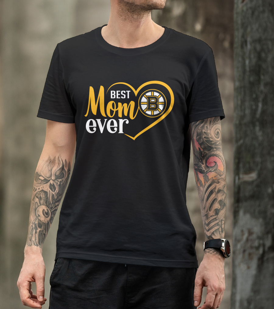 Boston Bruins Best Mom Ever Heart T-Shirt