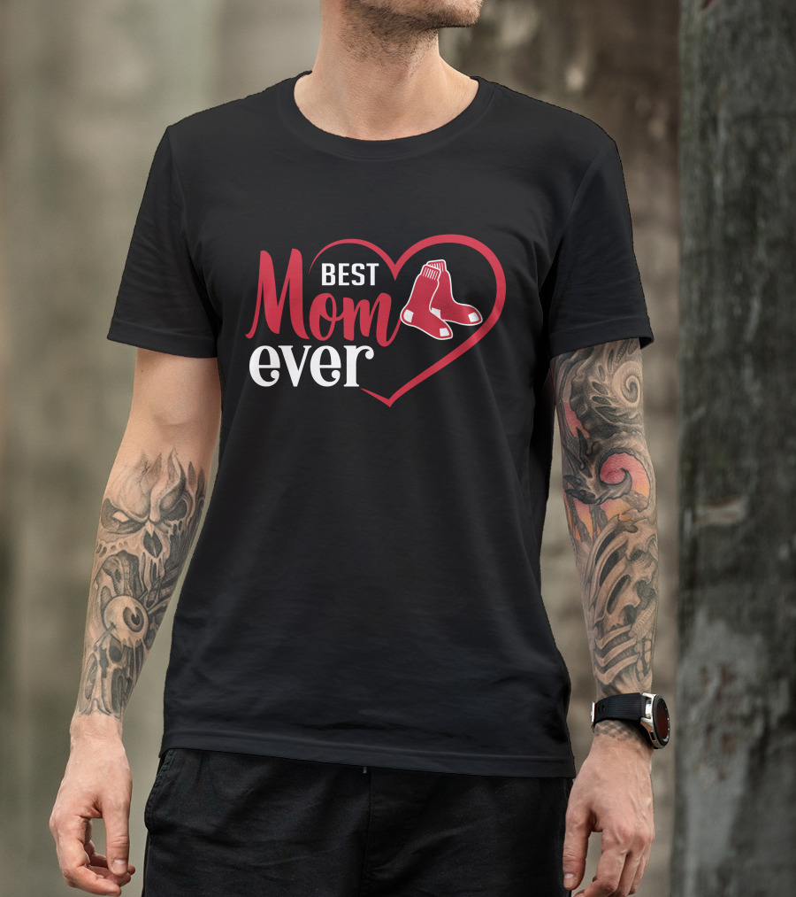 Boston Red Sox Best Mom Ever Heart With Socks T-Shirt