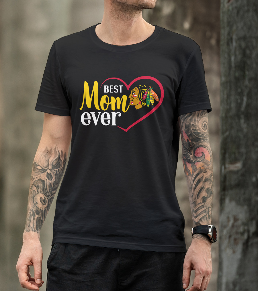 Chicago Blackhawks Best Mom Ever Heart T-Shirt