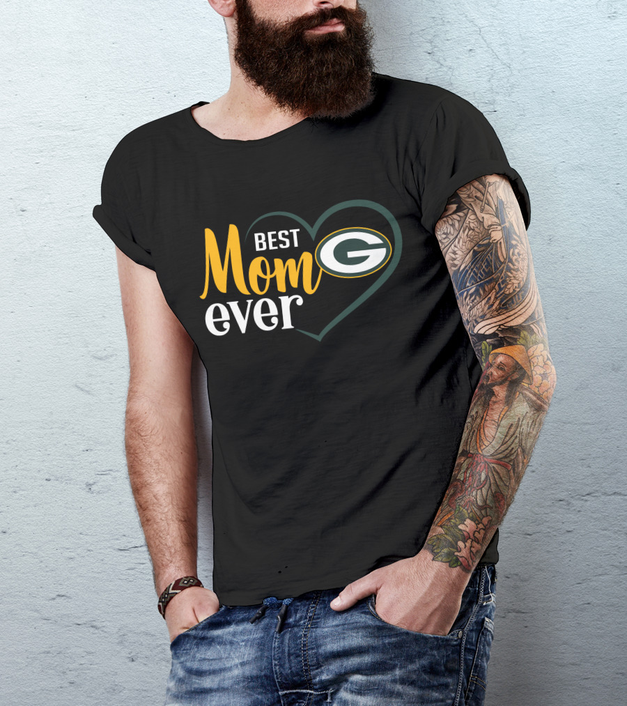 Green Bay Packers Best Mom Ever Heart T-Shirt
