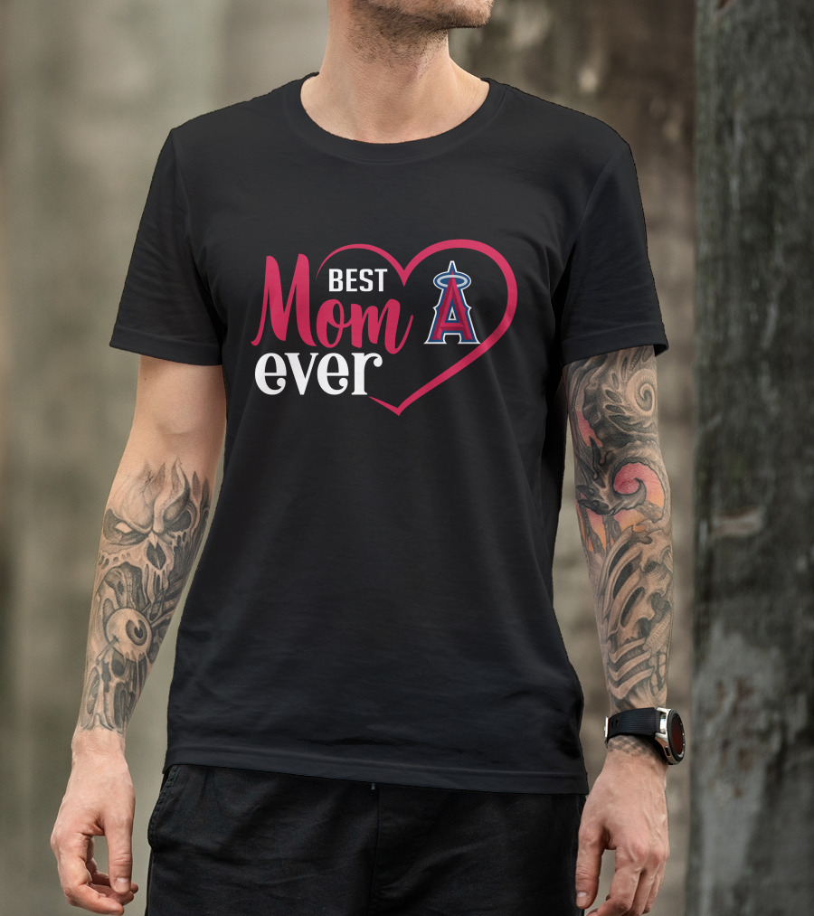 Los Angeles Angels Best Mom Ever Heart T-Shirt