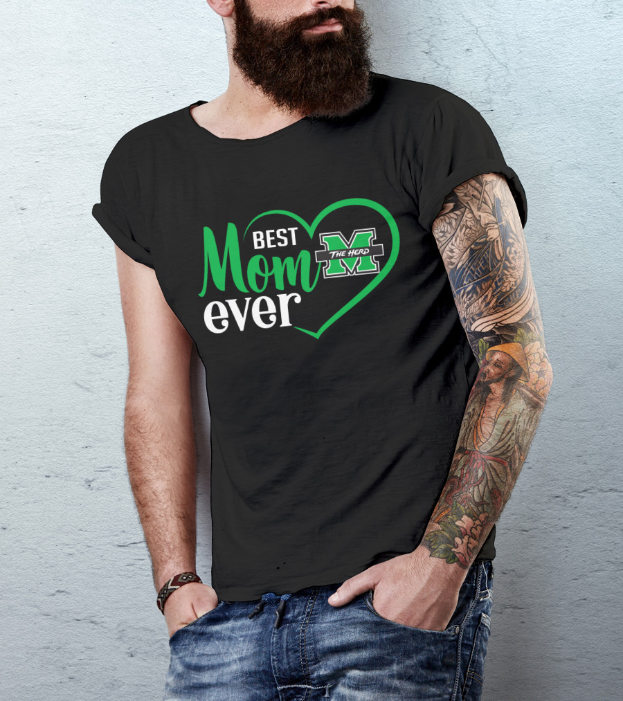 Marshall Thundering Herd Best Mom Ever Heart T-Shirt