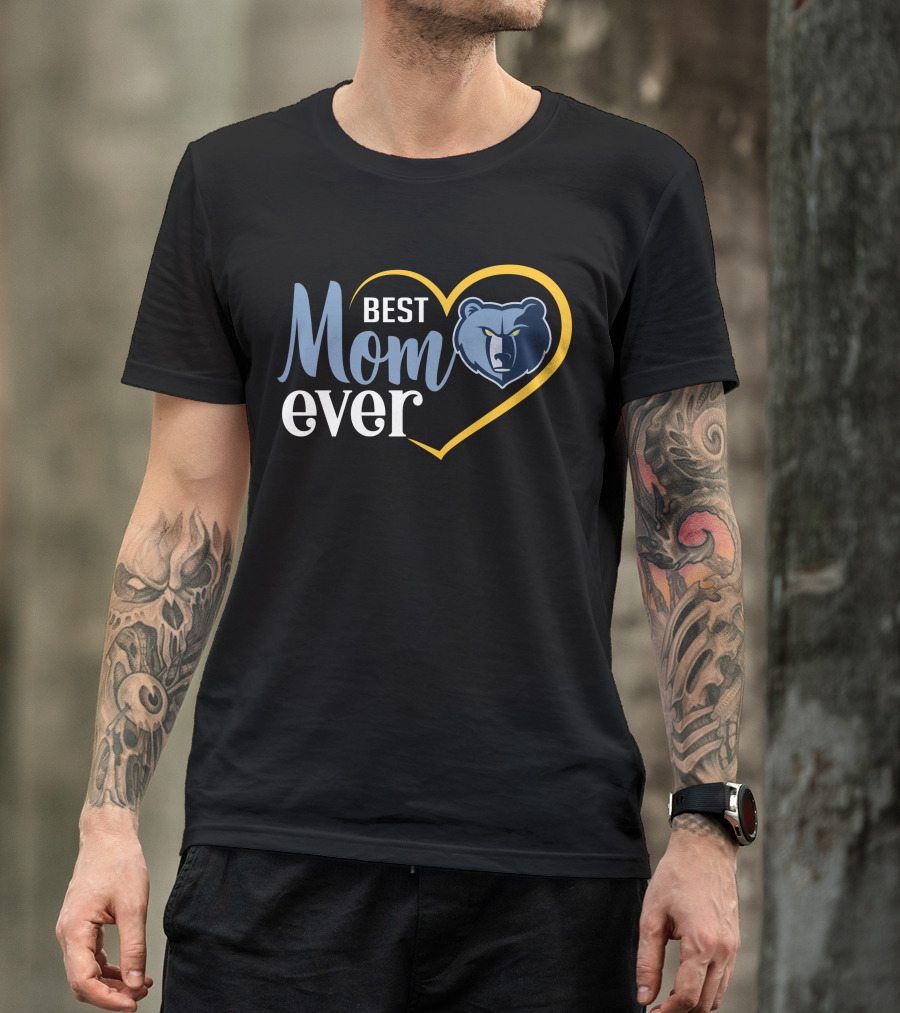 Memphis Grizzlies Best Mom Ever Heart And Bear T-Shirt