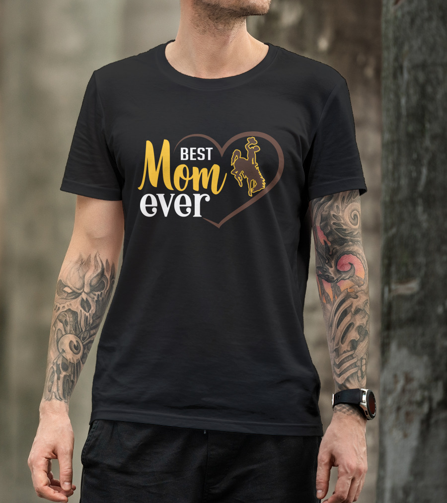 Best Mom Ever Wyoming Cowboys Heart T-Shirt