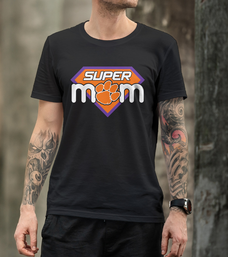Super Mom Clemson Tigers Paw Logo 188 T-Shirt