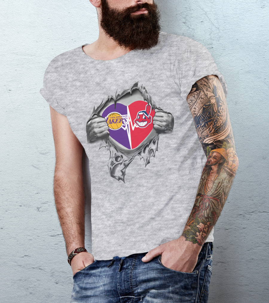Los Angeles Lakers Cleveland Indians Heartbeat Passion T-Shirt