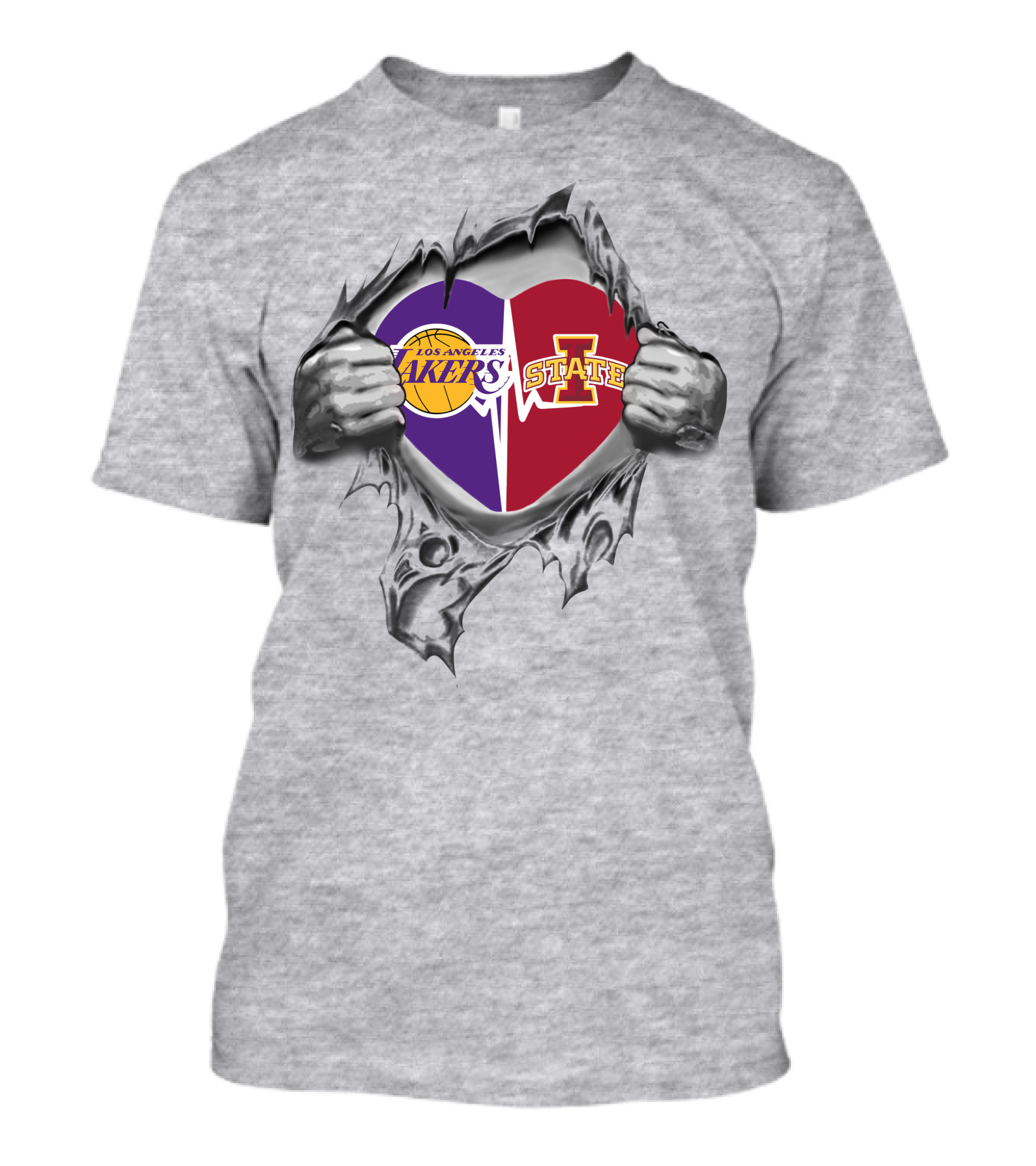 Los Angeles Lakers And Iowa State Cyclones Heart T-Shirt