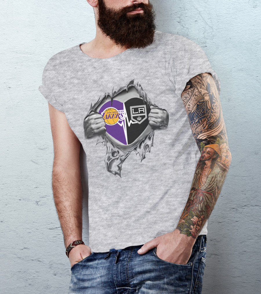 Lakers Los Angeles Kings Heart Love T-Shirt