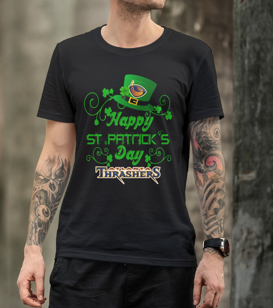 Atlanta Thrashers Happy St Patrick's Day Shamrock Hockey Hat T-Shirt