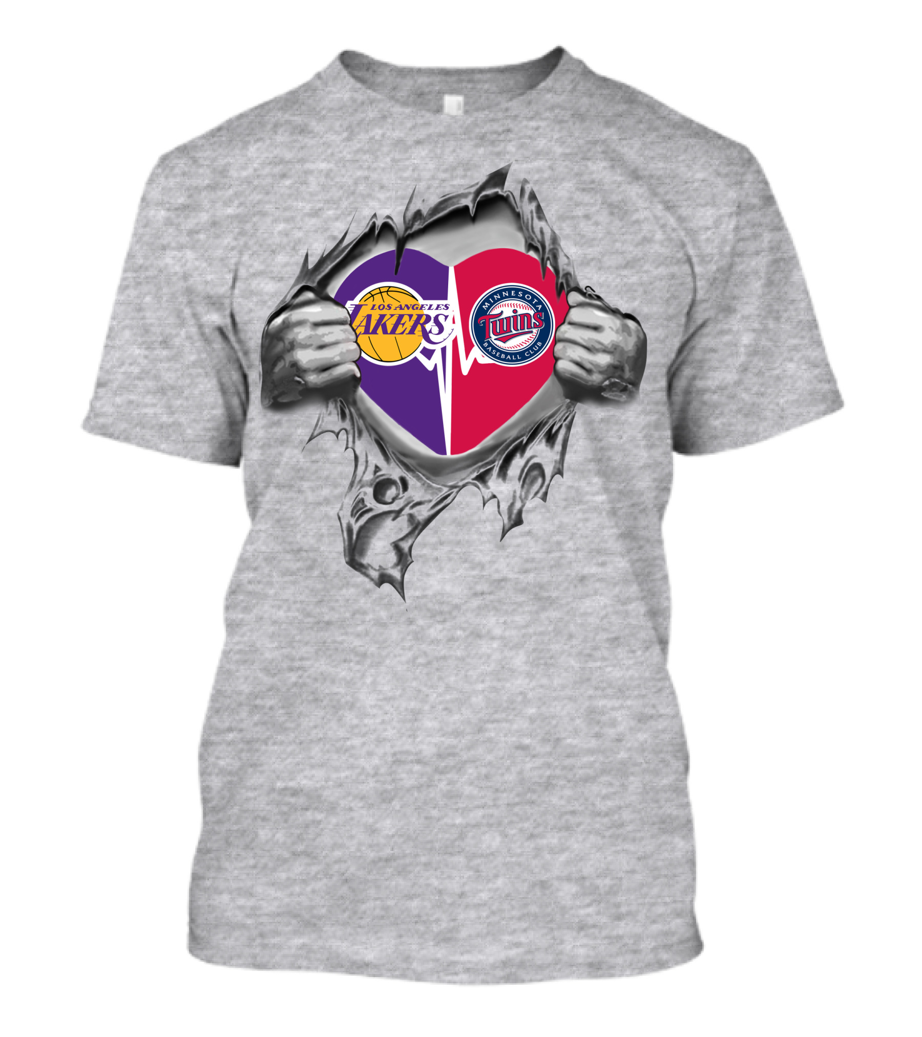 Los Angeles Lakers Minnesota Twins Heart Logo Fusion T-Shirt