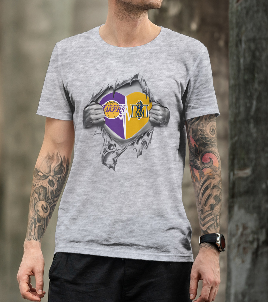 Los Angeles Lakers Murray State Racers Heart T-Shirt
