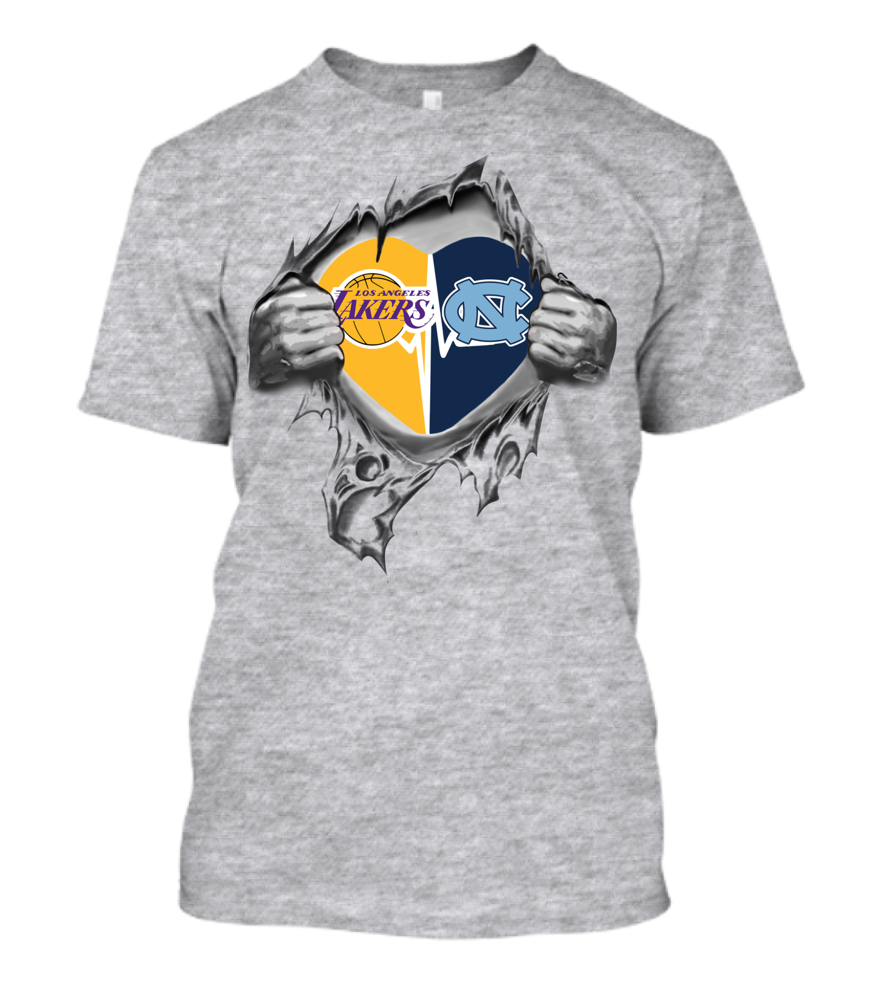 Los Angeles Lakers And North Carolina Tar Heels Heart Symbol T-Shirt