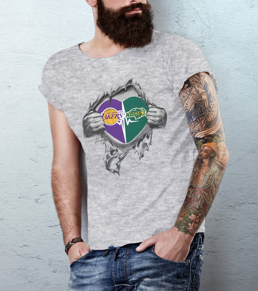 Lakers Ndsu Bison Heart Tearing T-Shirt