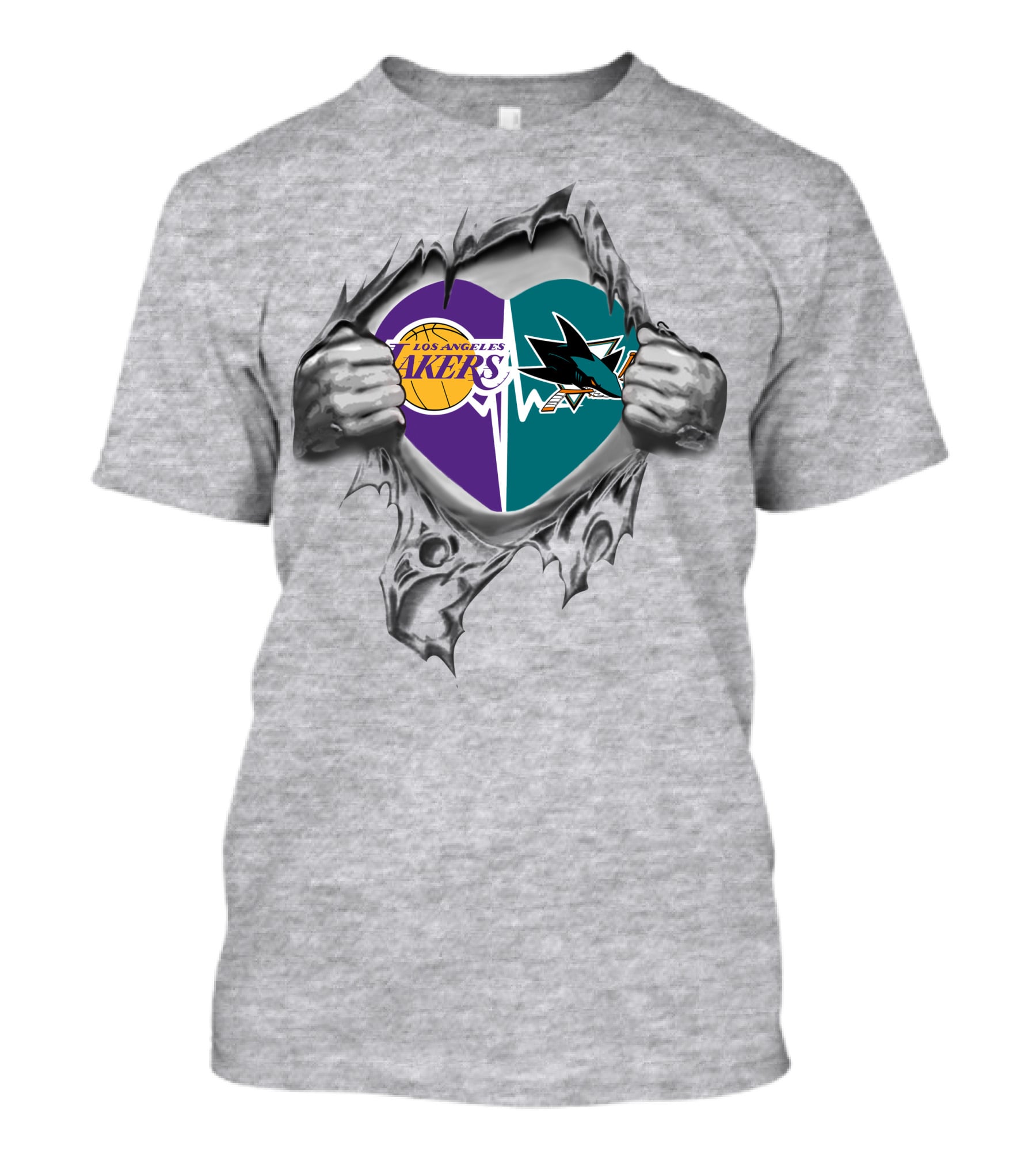 Los Angeles Lakers San Jose Sharks Heart Logo Fan Passion T-Shirt