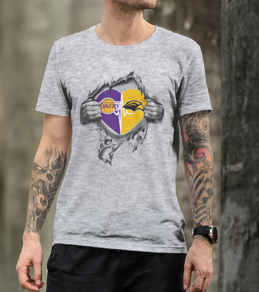 Lakers Southern Mississippi Golden Eagles Heartbeat Fusion T-Shirt