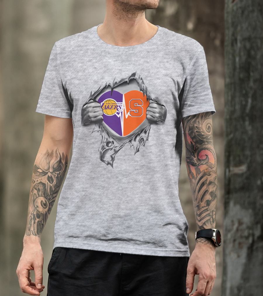 Los Angeles Lakers Syracuse Orange Heartbeat Fusion T-Shirt