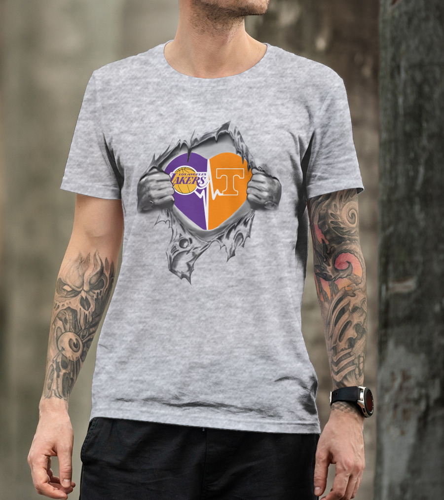 Los Angeles Lakers Tennessee Volunteers Heartbeat Loyalty T-Shirt