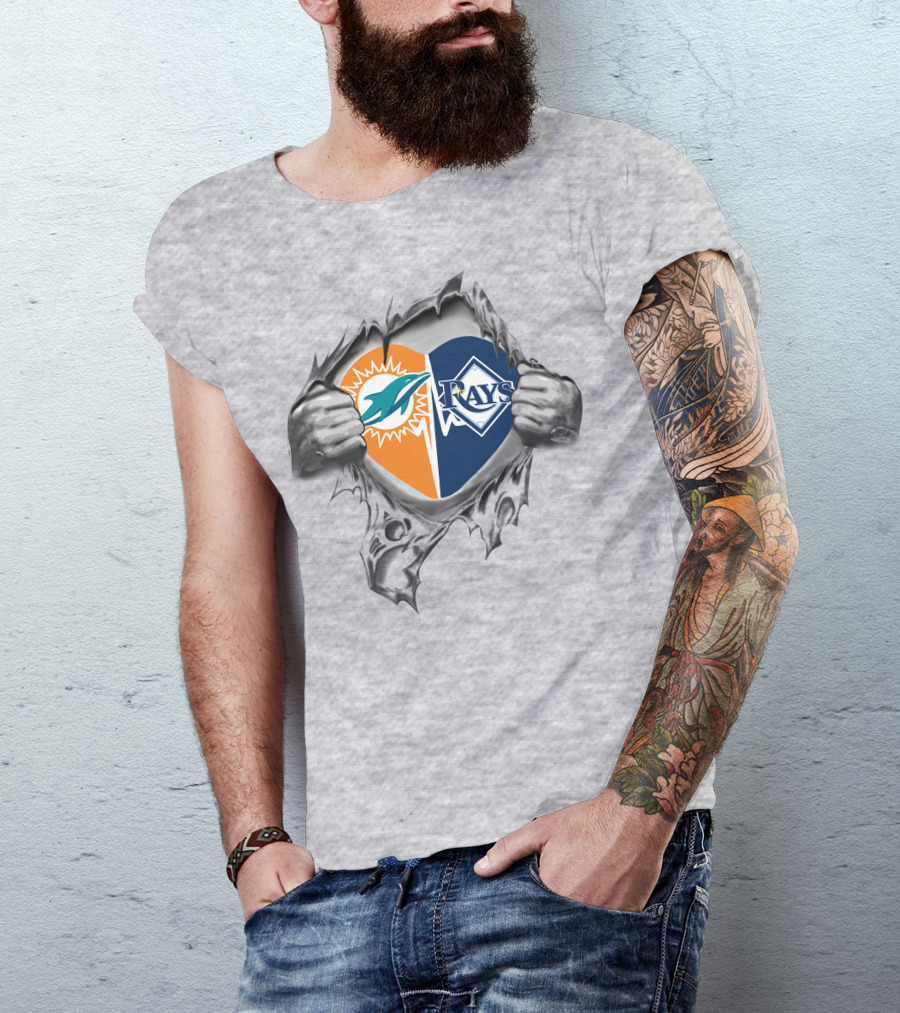 Miami Dolphins Tampa Bay Rays Heart It's In My Heart T-Shirt
