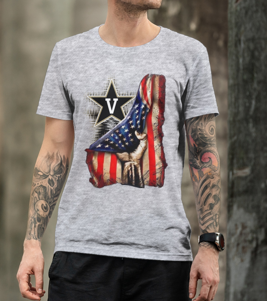 Vanderbilt Commodores American Flag Hand And Star T-Shirt