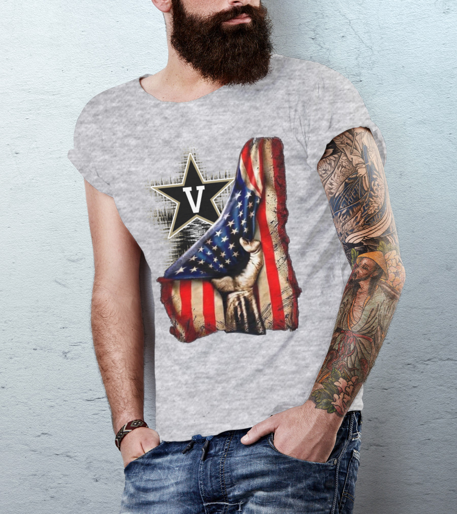 Vanderbilt Commodores American Flag Hand And Star T-Shirt