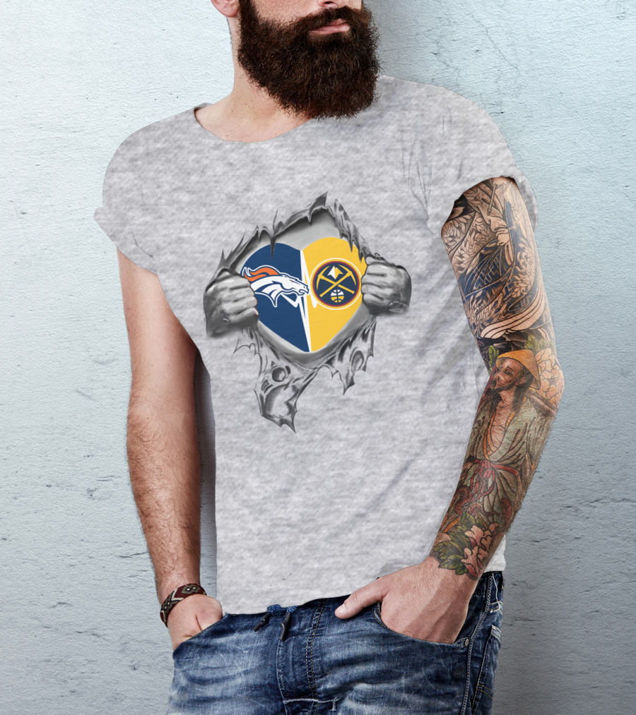 Denver Broncos Nuggets Heart Unity T-Shirt
