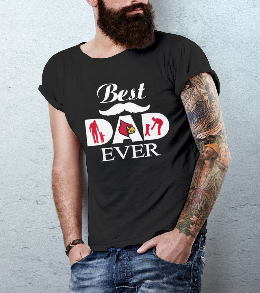 Best Dad Ever Louisville Cardinals Dad And Child Silhouettes With Cardinals T-Shirt