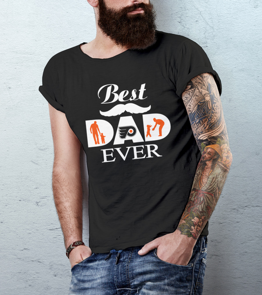 Best Dad Ever Philadelphia Flyers Fans Family Silhouette T-Shirt