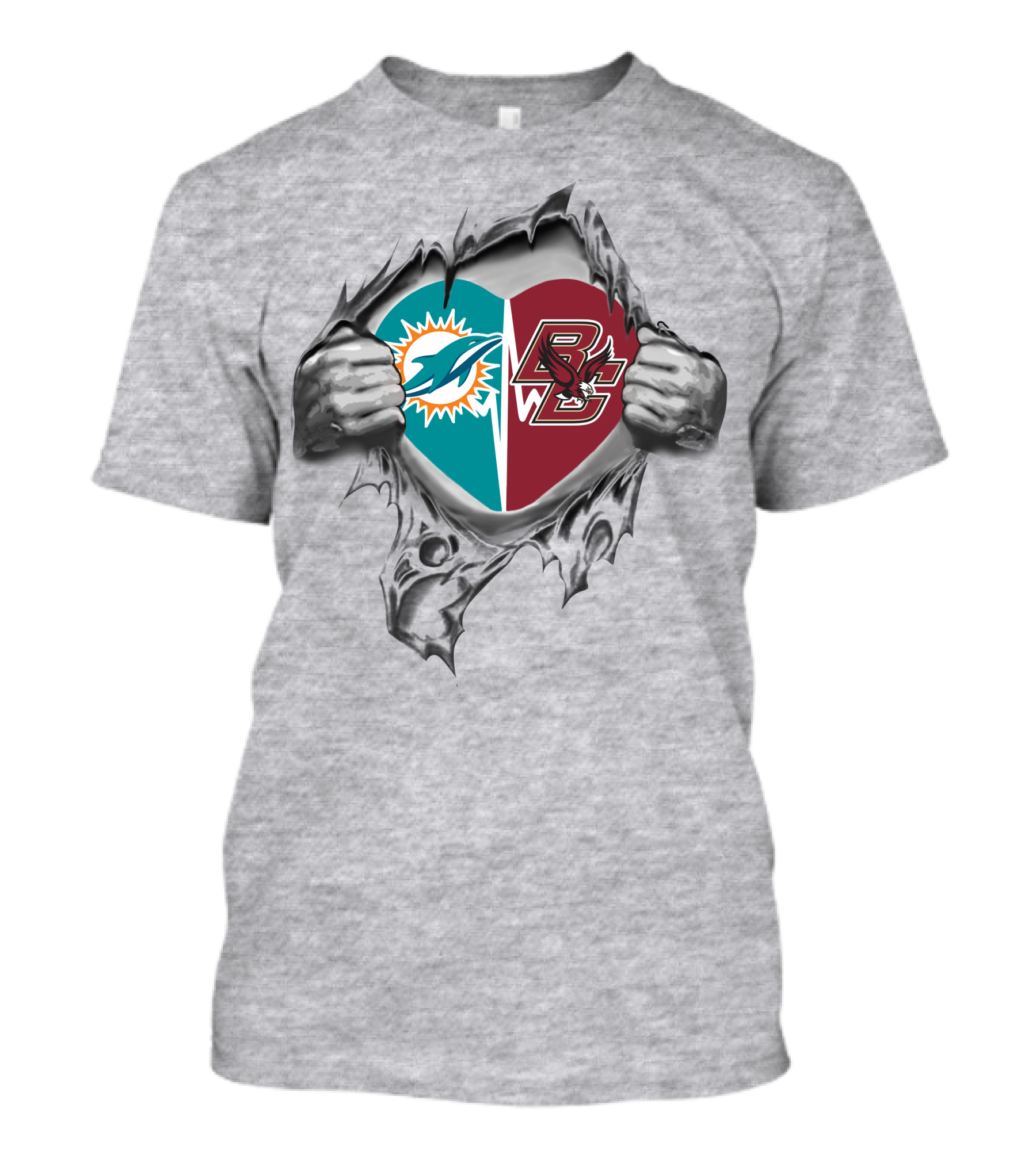 Miami Dolphins Boston College Eagles Heart T-Shirt