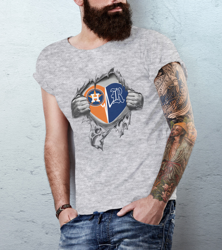 Houston Astros Rice Owls Heartbeat Fusion T-Shirt