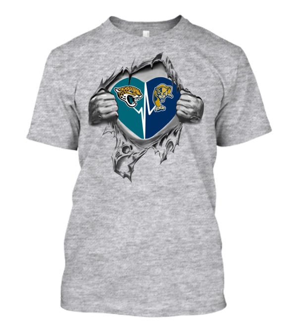 Florida Panthers Jaguars Heartbeat Passion Fan Split Loyalty T-Shirt