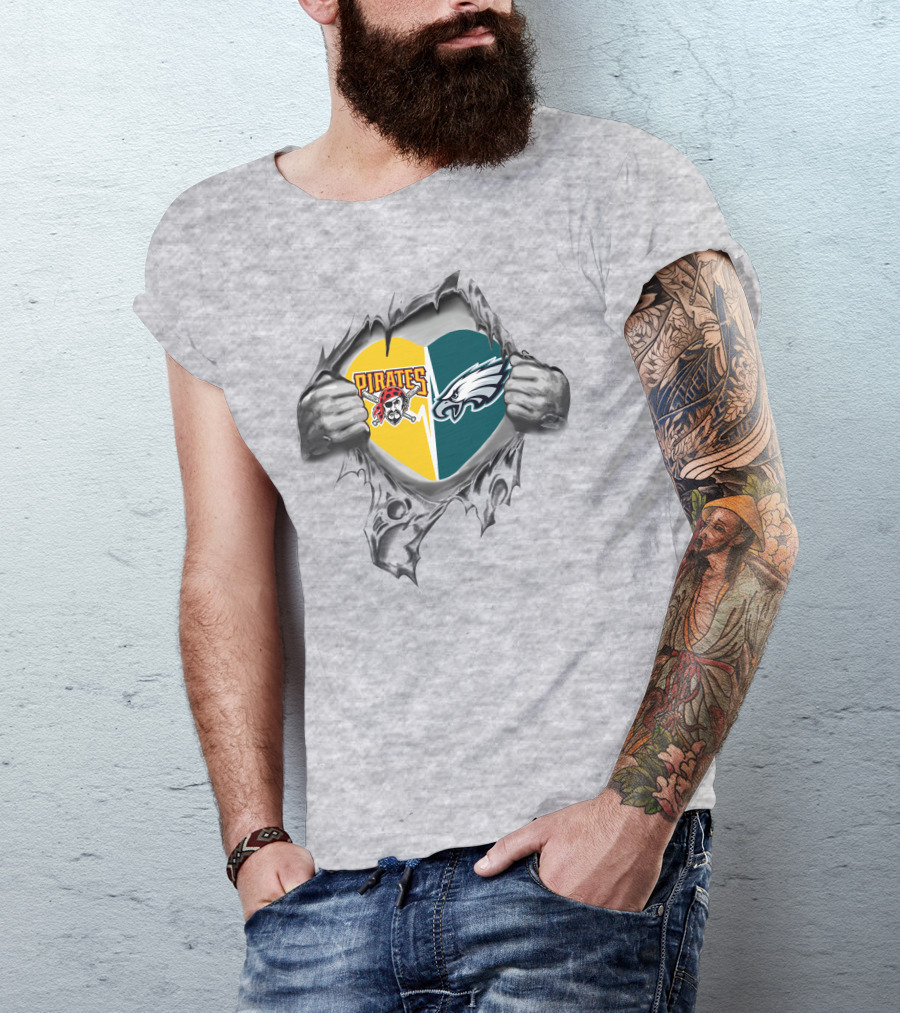 Eagles Pirates Heart Logo Showing True Loyalty T-Shirt