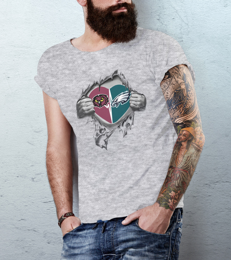 Eagles Temple Owls It's In My Heart Football Fan Loyalty T-Shirt
