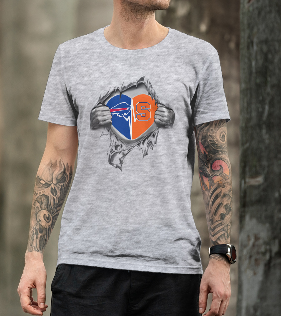Buffalo Bills Syracuse Orange Heart Logo 75 Bills Syracuse Orange It's In My Heart T-Shirt