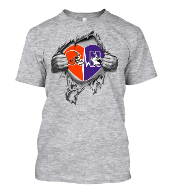 Cleveland Browns Northwestern Wildcats Heart T-Shirt