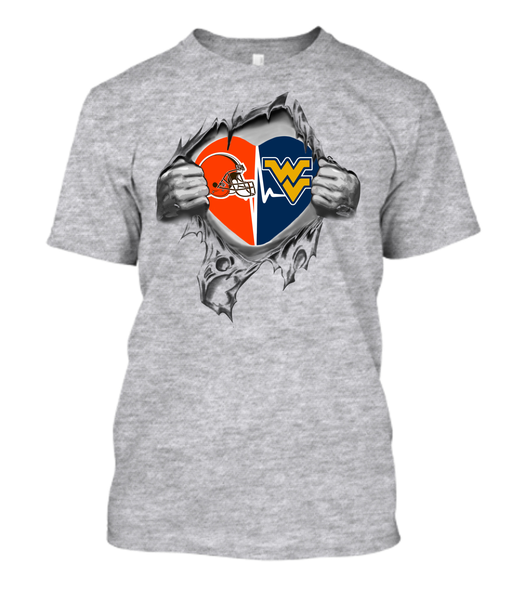 Browns West Virginia Mountaineers Heart Logo Split T-Shirt