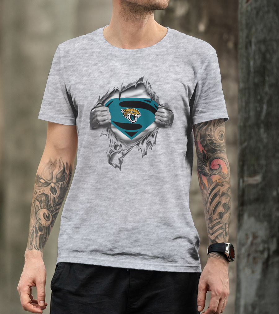 Jacksonville Jaguars Superman Logo Emblem Tear-Through T-Shirt